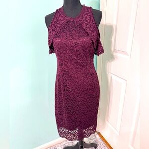 White House Black Market Maroon Lace dress size 6
